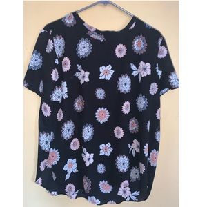 Loft black chiffon floral top size L